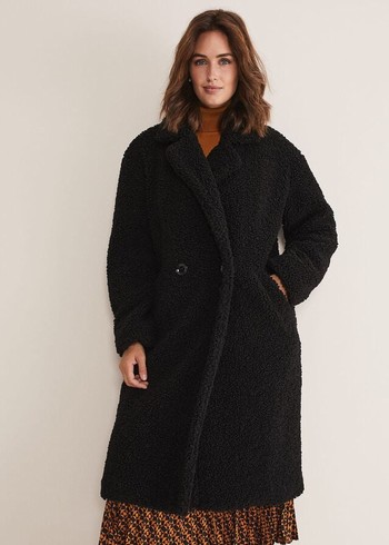 Phase Eight Libbie Longline Teddy Coats Black Canada | IECXOQ-074